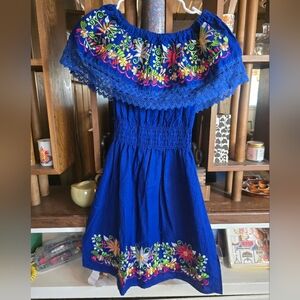 Confecciones Artilana Floral Embroidered Mexicana Dress Medium NWOT